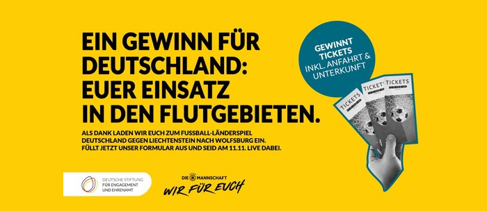 Deutsche Stiftung für Engagement und Ehrenamt und die Stiftung „Die Mannschaft“ sagen „Danke“