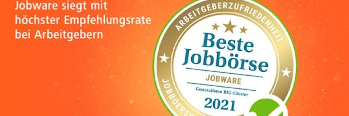  Deutschlands bestes Jobportal 2021: Jobware erringt die Spitzenposition unter den Generalisten im aktuellen Jobboersencheck.