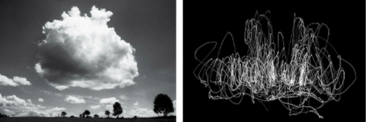 Barbara Klemm: Wolkenstudie, Schwarzwald, 2005, s/w 30x40, Silbergelatine auf Barytpapier I Christoph Brech: Nr. V/cis-moll, Deutschland, 2009, Farbe/Ton 15‘28