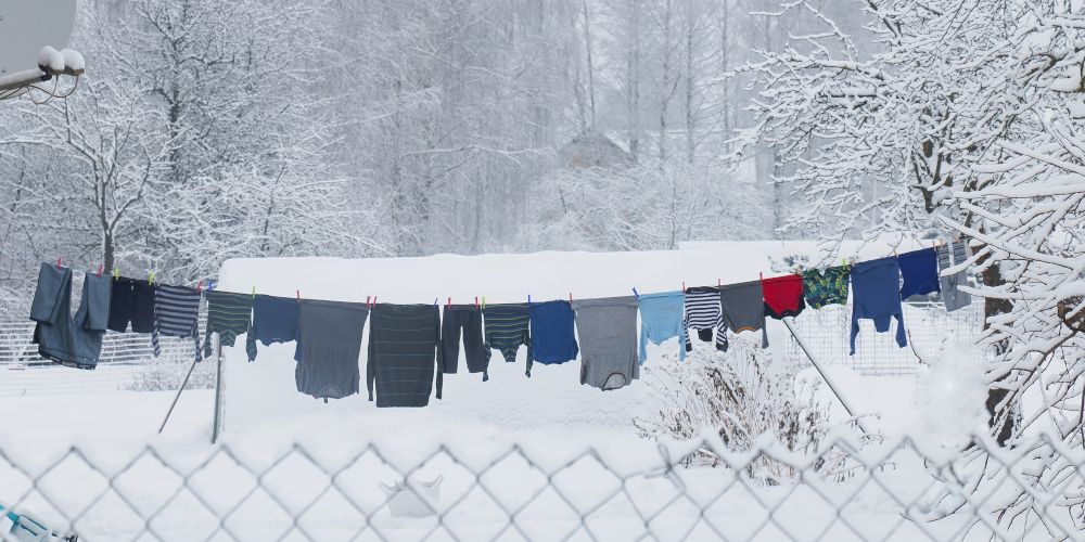 Wäsche trocknen bei Eiseskälte